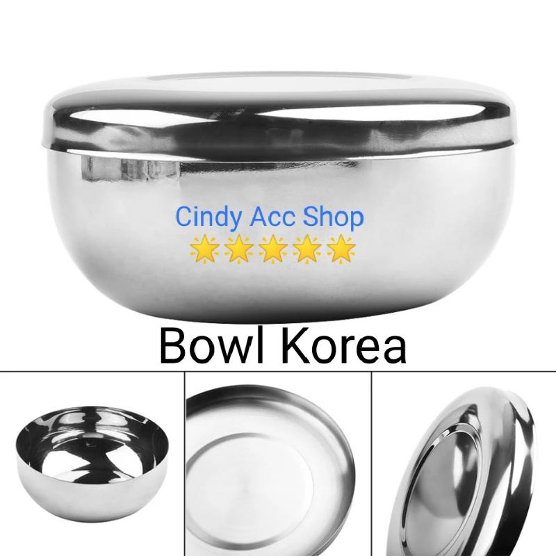 Mangkok Korea + Tutup Mangkok Stainless Bowl Korea Serbaguna