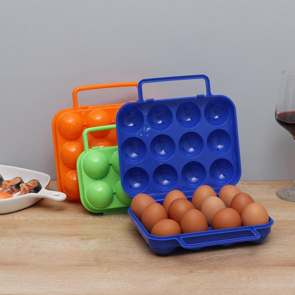 Top6per12kotak Penyimpanan Telur Grid Plastik Lipat Organizer Organizer Case Outdoor Camping Piknik