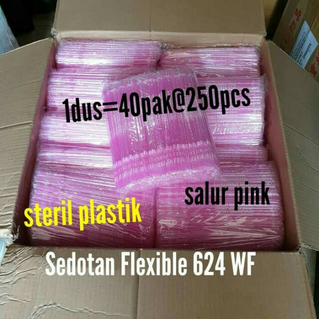 ISI:250PCS  Sedotan Steril Pink Bengkok Bungkus / Tekuk Plastik PINK