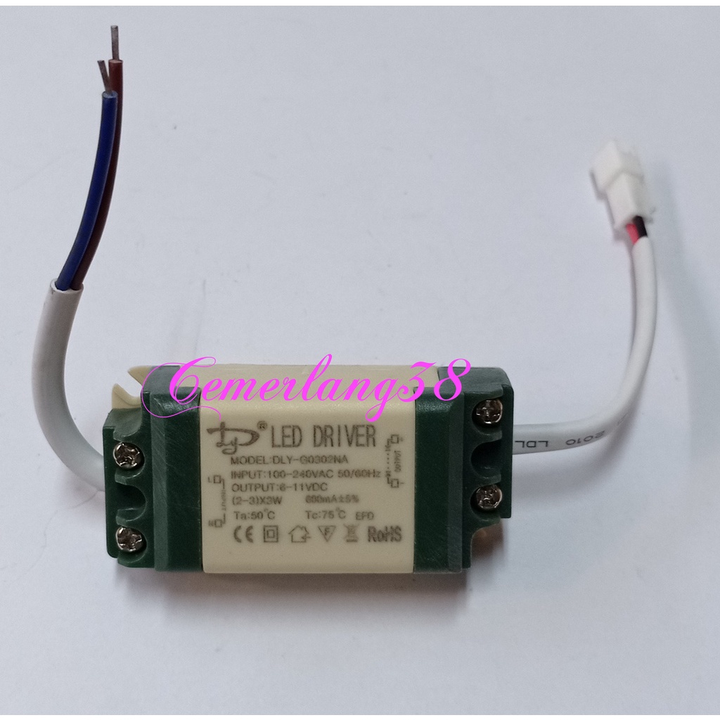 LED Driver 2-3x3 Watt 600 mA Casing Plastik