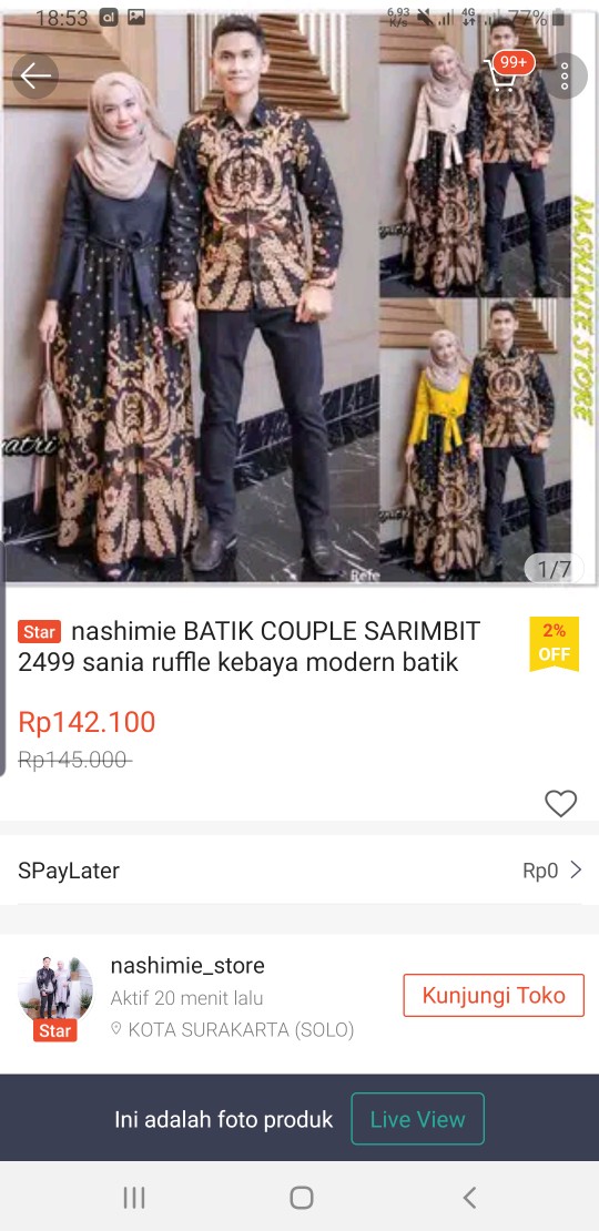Nashimie Batik Couple Sarimbit 2499 Sania Ruffle Kebaya Modern Batik Modern Kekinian Motif Manggar