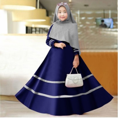 Baju Gamis Anak Perempuan Remaja Terbaru 2022 Model Kekinian Trendy Edisi Lebaran Bahan Moscrepe Pes