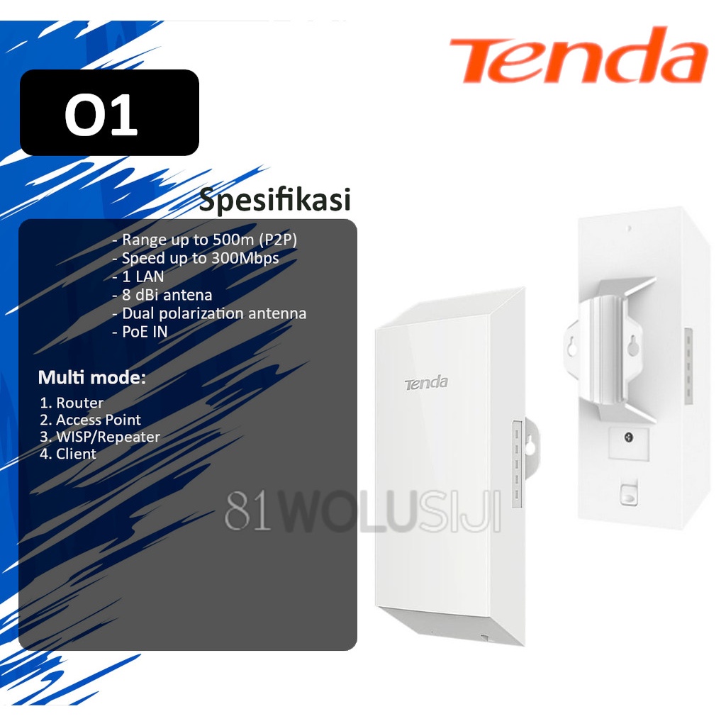 Tenda O1 Wireless Outdoor CPE 2.4GHz 8dBi