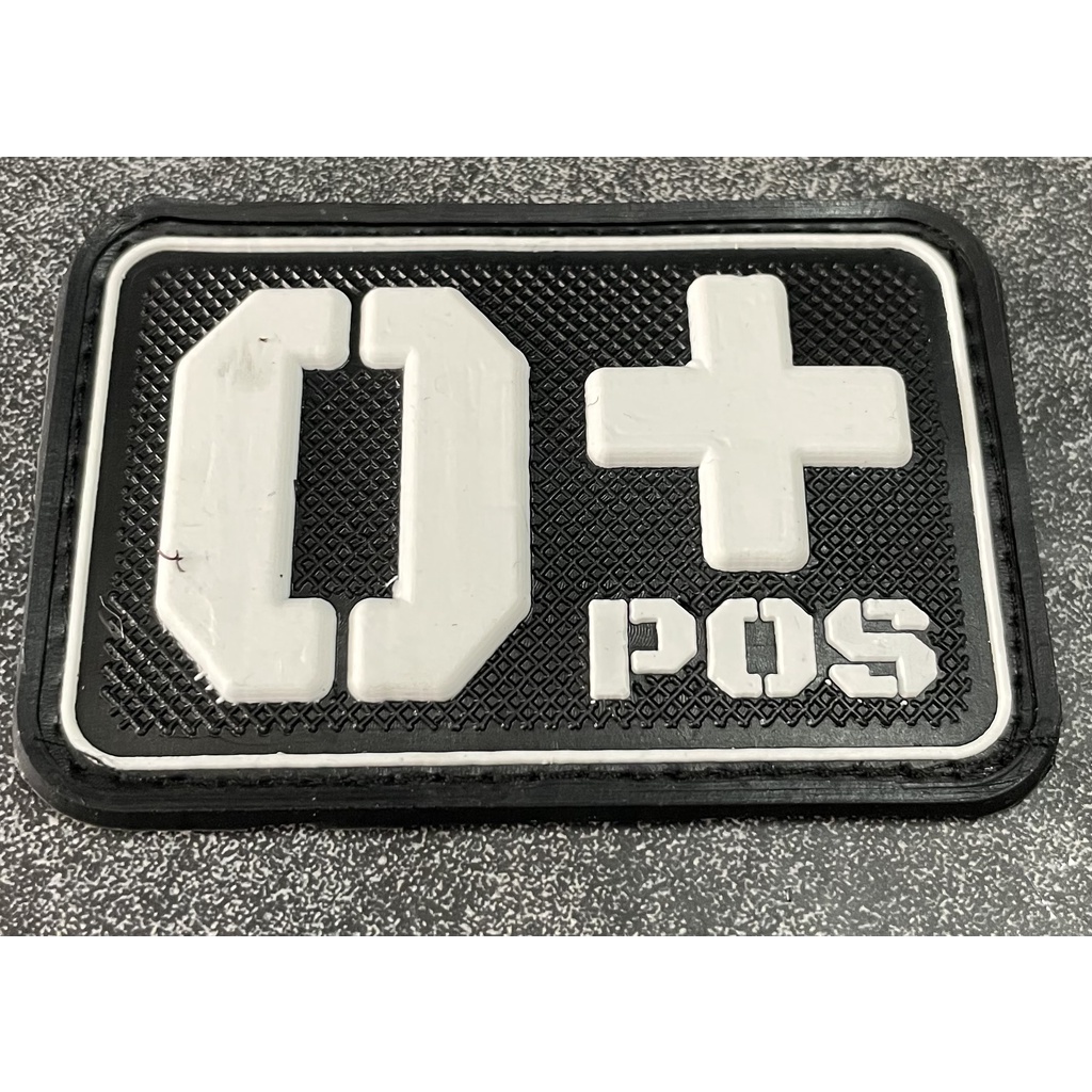 Patch Golongan Darah O+ (Kotak) - Patch Velcro Goldar O+ - Prepetan