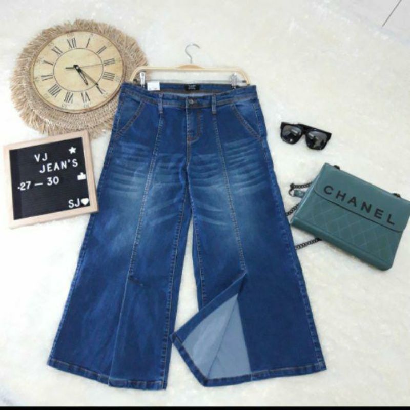 JEANS KULOT WANITA BELAH PURING ORIGINAL VJ IMPORT-MODEL BELAH