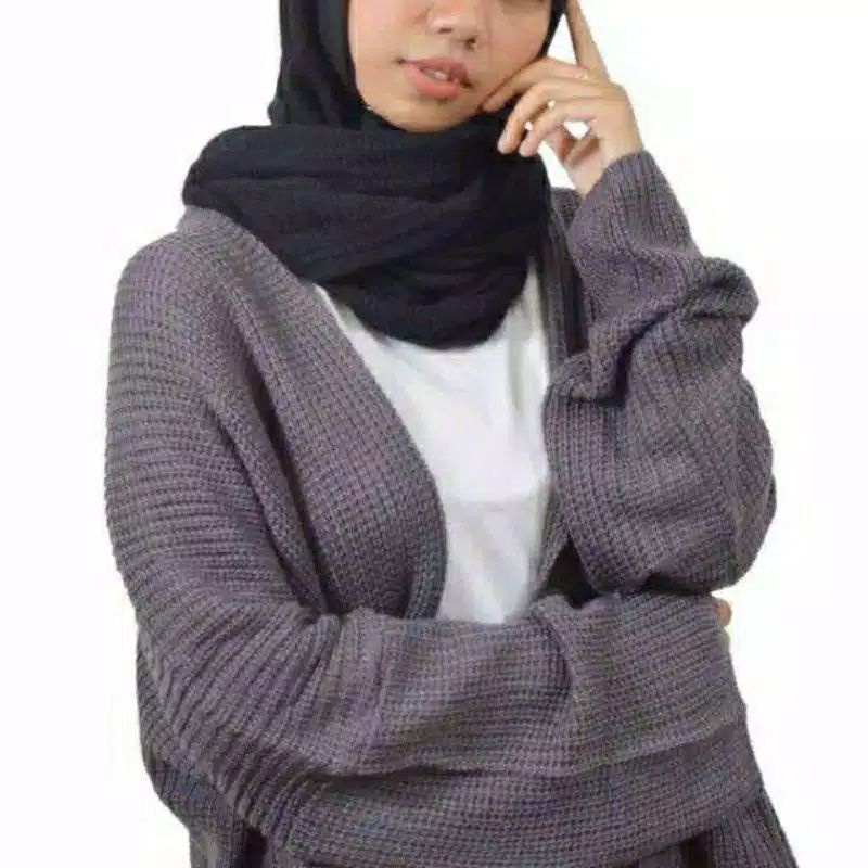 Termurah Diskon Promo Loocy Pocket Jaket Rajut Saku Lavella | Cardygan Oversize Premium Tebal 7 Get-Abu Tua