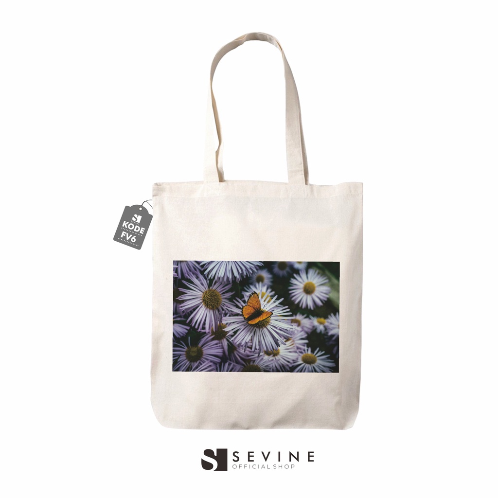 Sevine Totebag Tas Wanita Tote Bag Resleting Aesthetic Flowers Vintage - FV