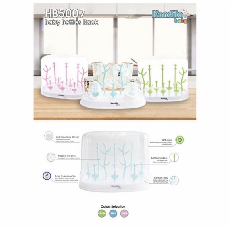 Kandila Drying Rack Bottle Tempat Penyimpanan Botol Susu Bayi Dot Bayi dengan Cover Penutup Pengering Botol Susu Bayi