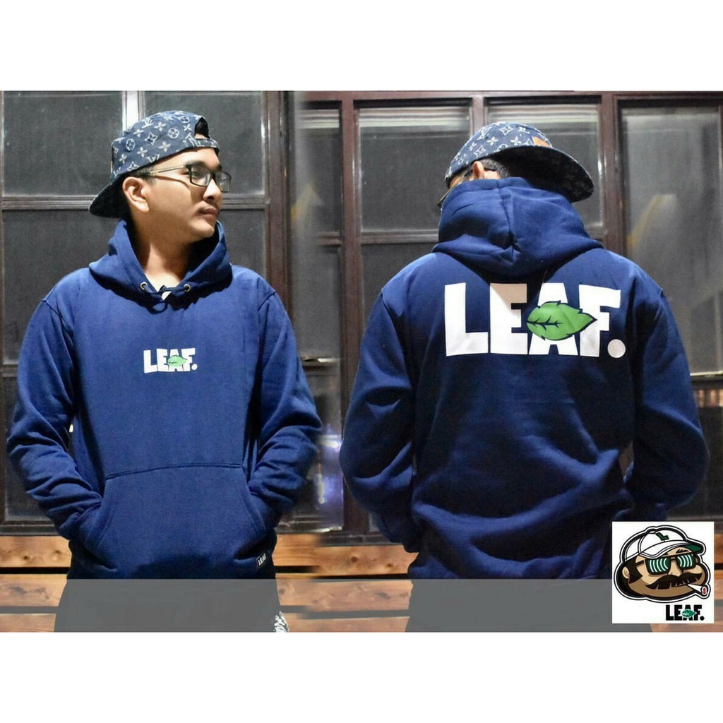 COD JAKET HOODIE DISTRO LEAF NAVY pria wanita premium murah