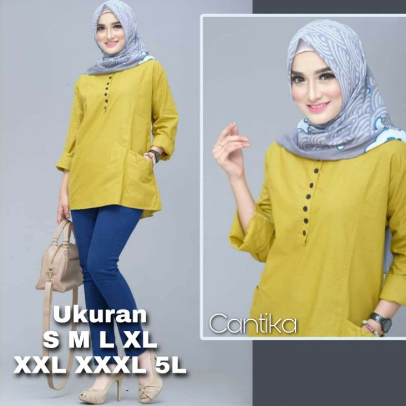 Cantika Blouse Atasan Big Size Ukuran Size S M L XL 2XL 3XL 4XL XXL XXXL  XXXXL 2L 3L 4L 5L  Atasan Blouse Wanita Jumbo Atasan Big Size Kemeja Kerja Korea Over Size