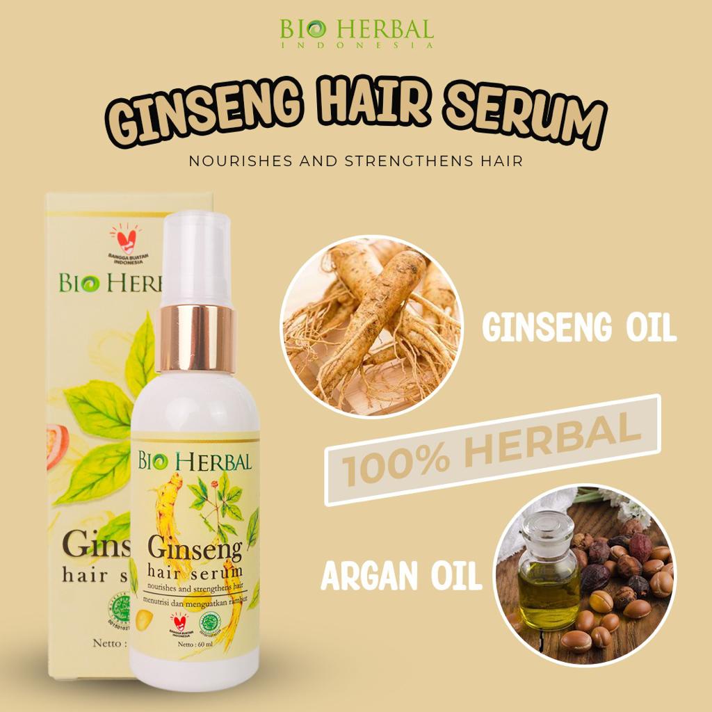 [ORI] Serum Rambut Ginseng Penyubur dan Penebal Rambut dalam 7 hari | Bioherbal Ginseng Hair Serum Rambut 60 ml - BPOM Original