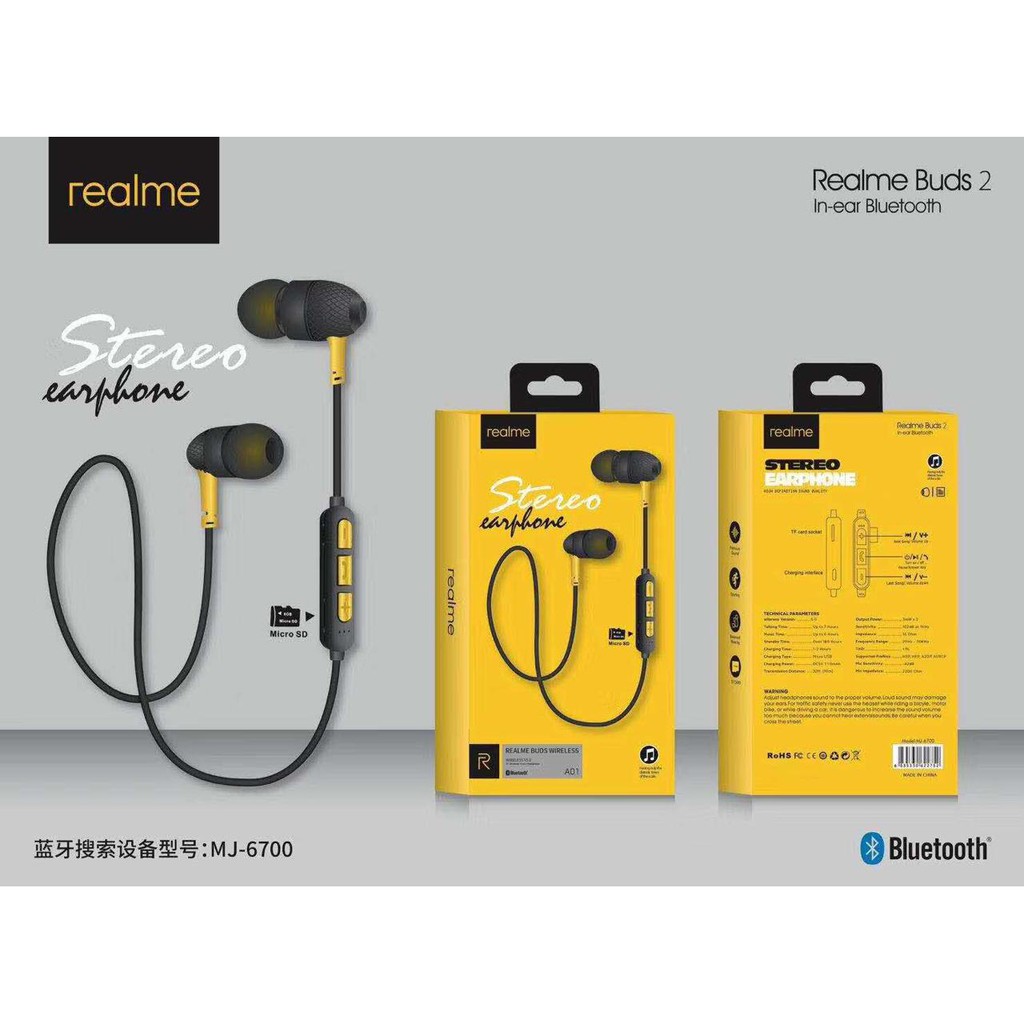 Headset Handsfree Bluetooth Realme MJ 6700 Super Bass