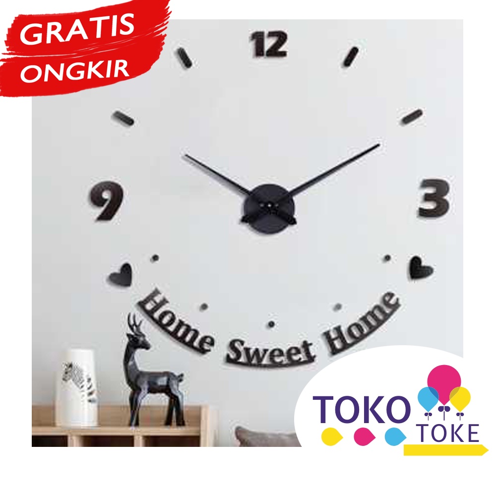 Jam Dinding Besar DIY Giant Home Sweet Home 120cm aesthetic besar hiasan dekorasi dingding besar 3d 