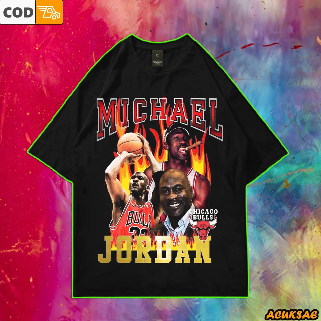 MICHAEL JORDAN Chicago Bulls Oversized T-shirt Basket Nba Vintage Tee