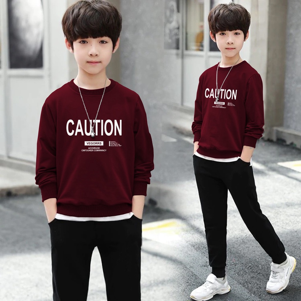 Switer Caution Terbaru / Sweater Anak Laki-laki /  Sweeter Gaming Bahan Babyterry / FLAVA_STORE