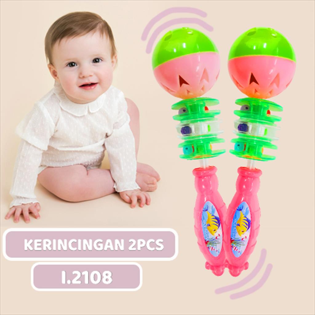 Mainan Bayi Kerincingan/Mainan Anak Kerincingan Gagang 2PCS 2108