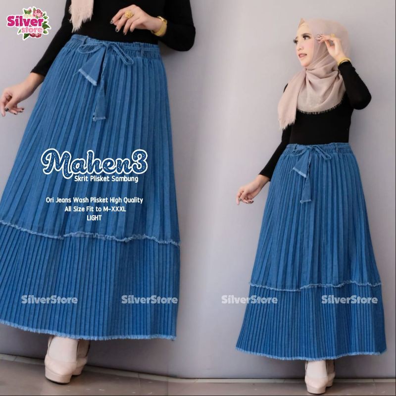 mahen 3 skirt plisket / rok jeans plisket / rok jeans