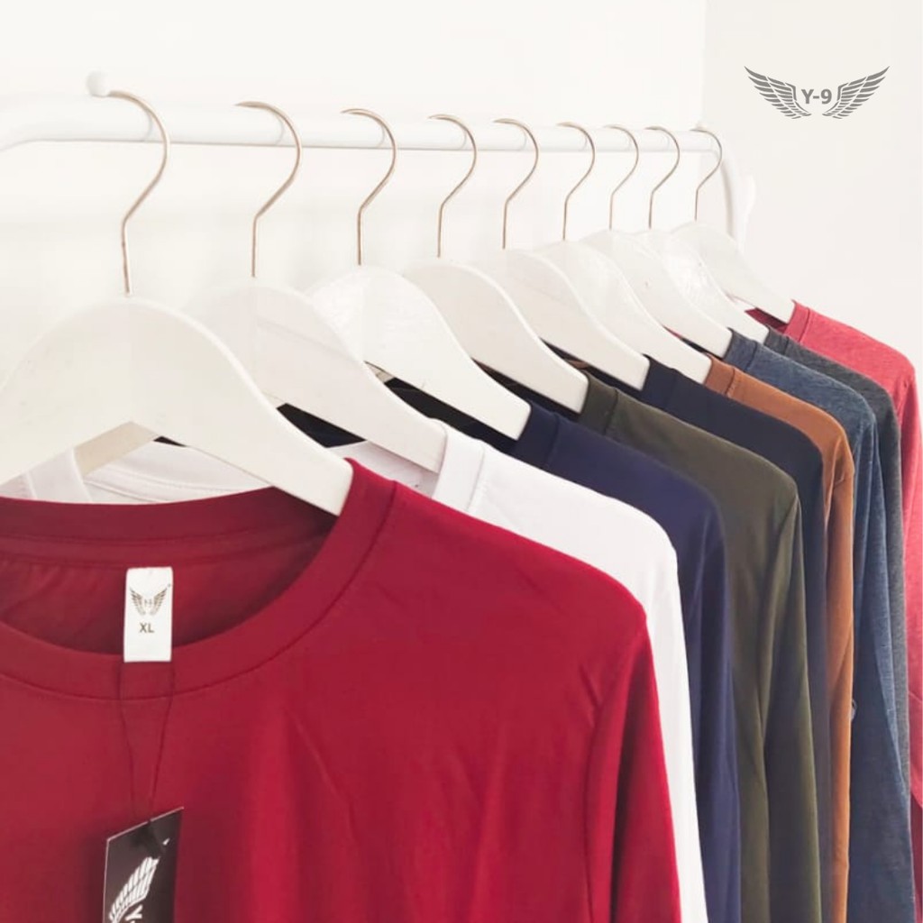 Kaos Polos Lengan Panjang Pria Dan Wanita Twotone / Tuton Misty Katun 30s