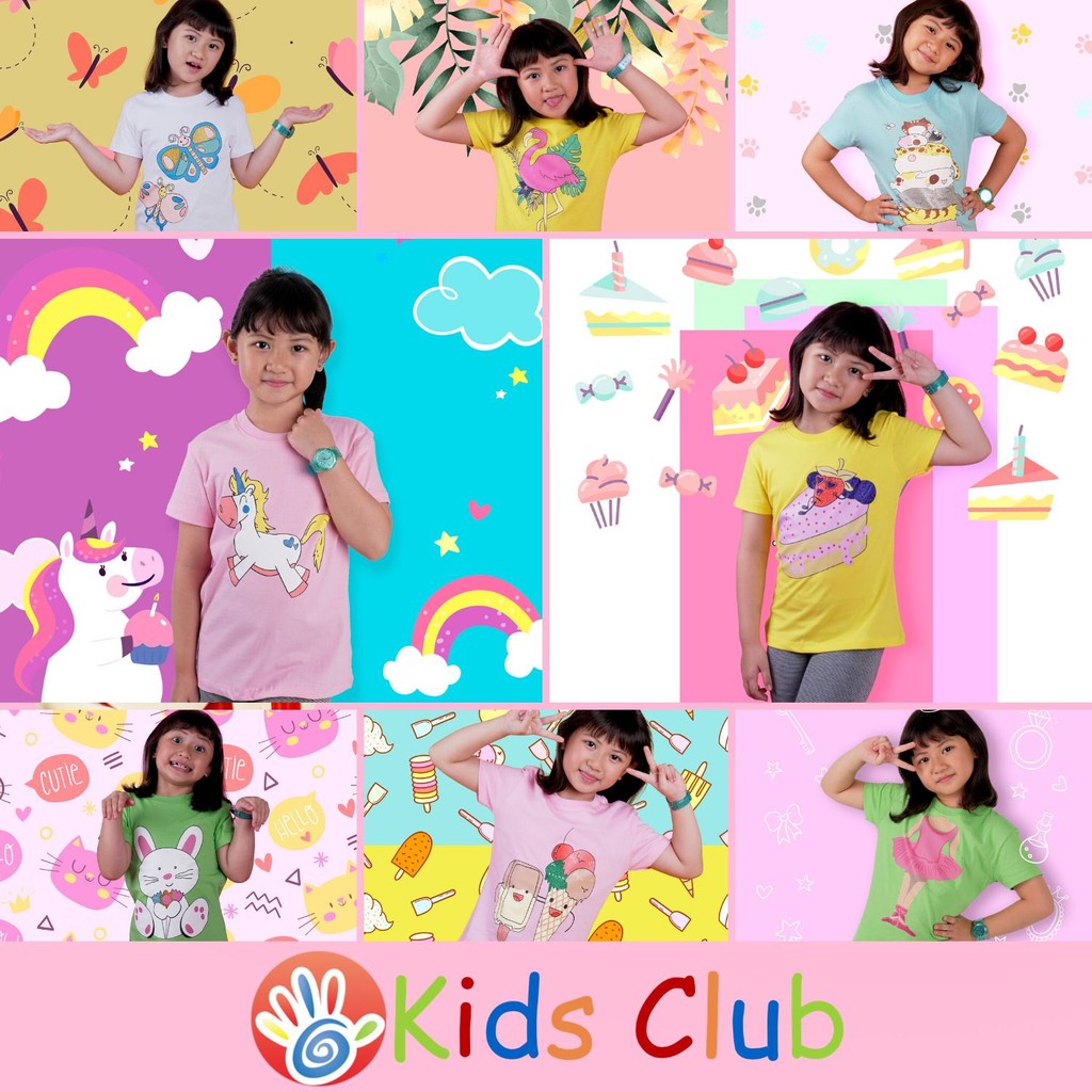  Baju  Kaos Anak  Perempuan  Girly Edition Kids Club Shopee  