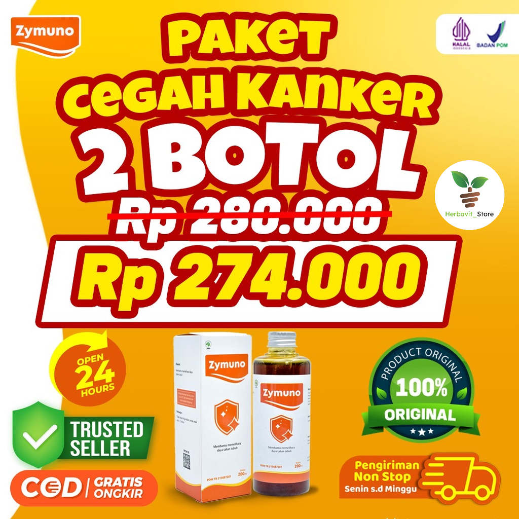 Zymuno Paket 2 Box - Vitamin Herbal Cegah Kanker Tingkatkan Daya Tahan Tubuh Imun Jaga Kesehatan Tubuh Cegah Flu Demam Batuk Masalah Pencernaan Bantu Percepat Penyembuhan Penyakit Booster Imun