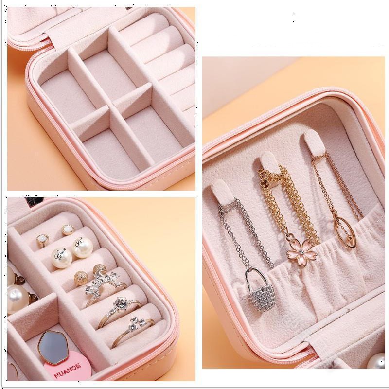 New Portabel Perjalanan Mini Kotak Perhiasan Kulit Perhiasan Cincin Organizer Case Kotak Perhiasan Mini Ready Stock