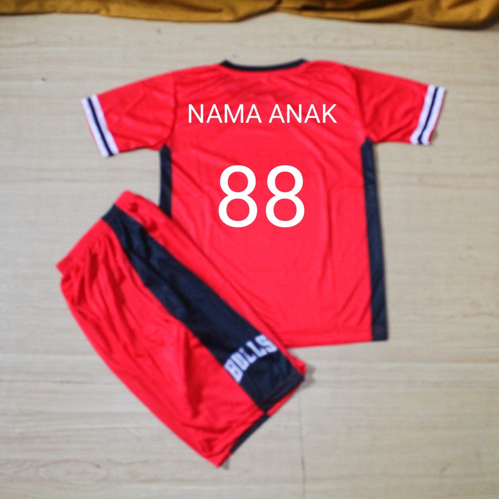 stelan jersey baju kaso celana basket anak size 7-12thn