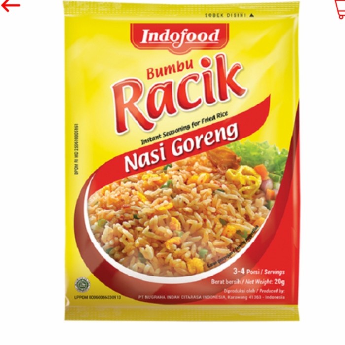

makanan bumbu indofood racik nasi goreng saset 26gr (10pc)