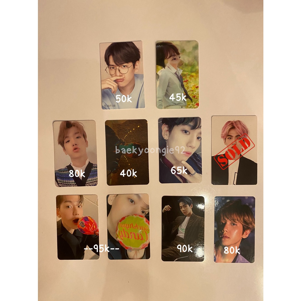 pc/photocard exo baekhyun (universe, bambi, candy, season greetings, jalouse magz, natrep, lotto mus