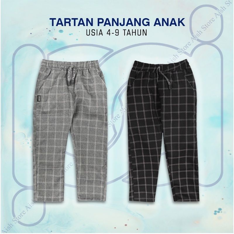 New - Celana Panjang Anak Tartan Cowok ngaret Motif Kotak-kotak