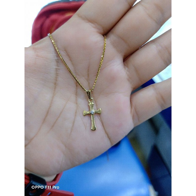 Liontin salib murah meriah berlian eropa asli