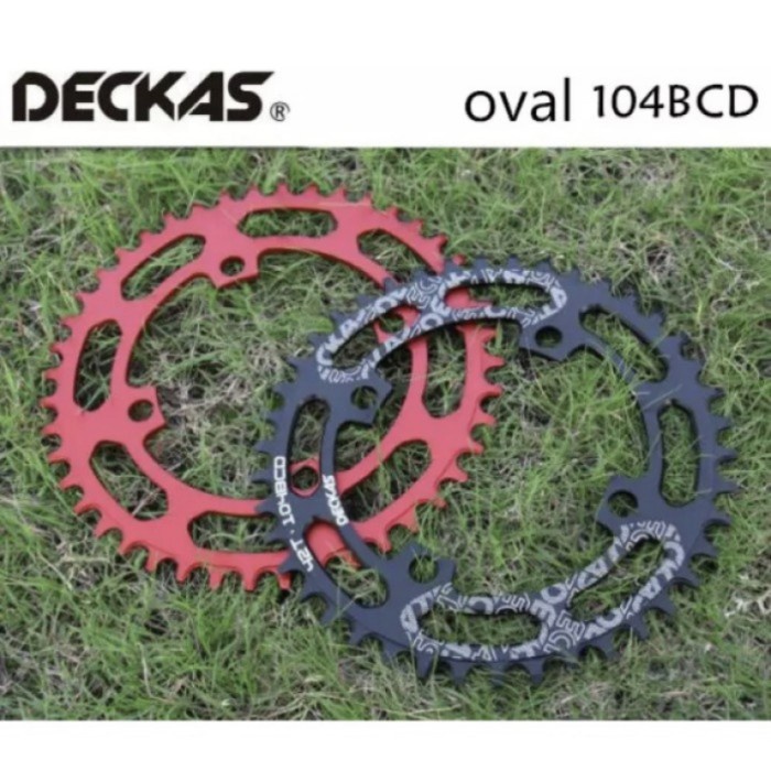 Chainring Deckas Oval 52T BCD 104 full CNC - Hitam