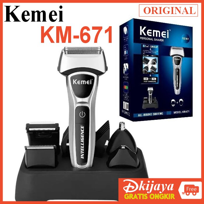 KEMEI KM 671 ORIGINAL Alat Cukur Cukuran Shaver Trimmer 5 in 1 KM-671