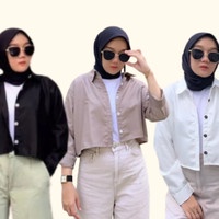 KEMEJA WANITA CROP LENGAN PANJANG//kemeja wanita crop lengan panjang//cod