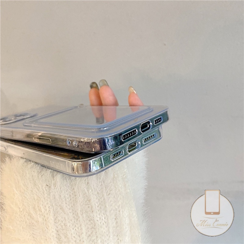 Soft Case Transparan Motif Hati Dengan Slot Kartu Untuk iPhone 7 8 Plus X XR XS Max SE 11 12 13 Pro Max