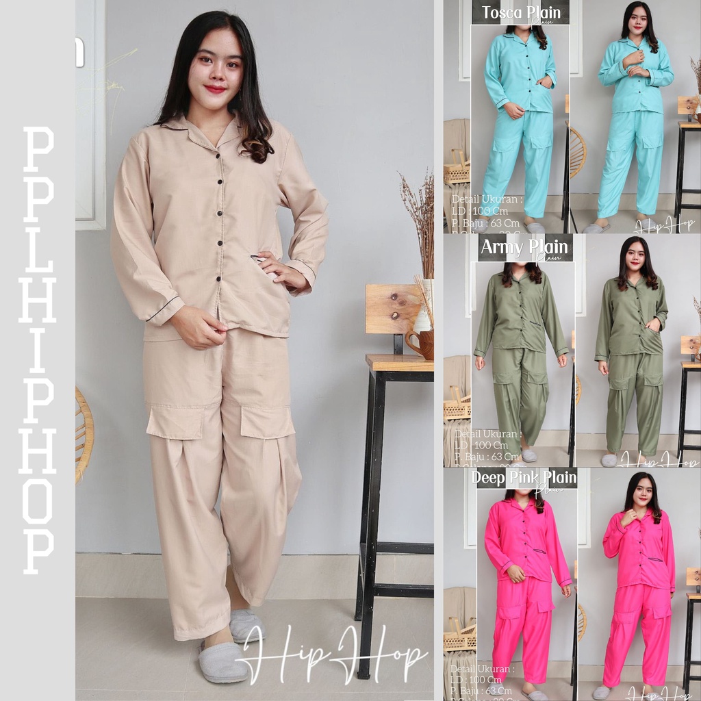 IZANY Piyama Dewasa Pp / lengan panjang Hiphop Size L Plain