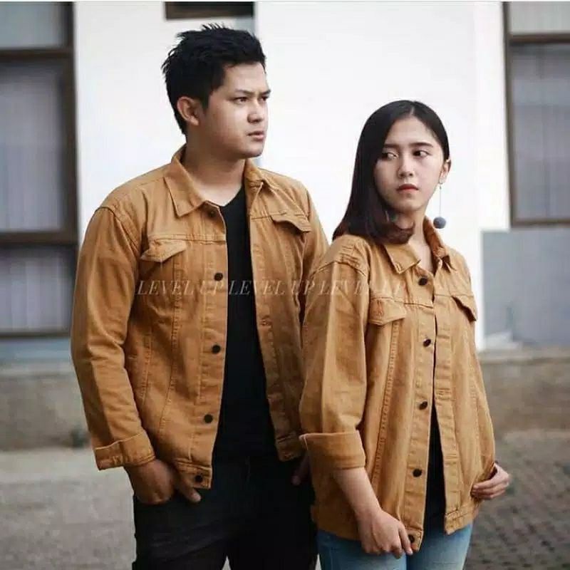 [ BAYAR DI TEMPAT / COD ] Jaket Jeans Couple Warna Pria Wanita | Jaket Pasangan Hitam Biru Abu M-XL