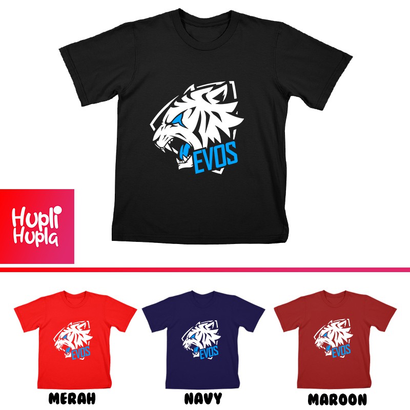 Kaos Evos Logo Baju Distro Gamer Esport Team Youtuber Gaming Anak Bahan Katun Combed