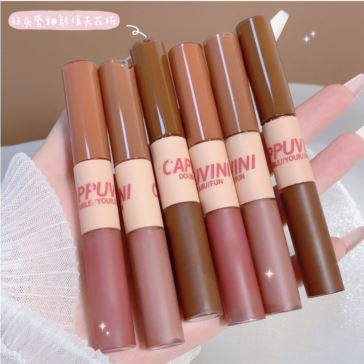 CAPPUVINI Lip Cream Dua Ujung Lipstik Cermin Watery Matte XX040