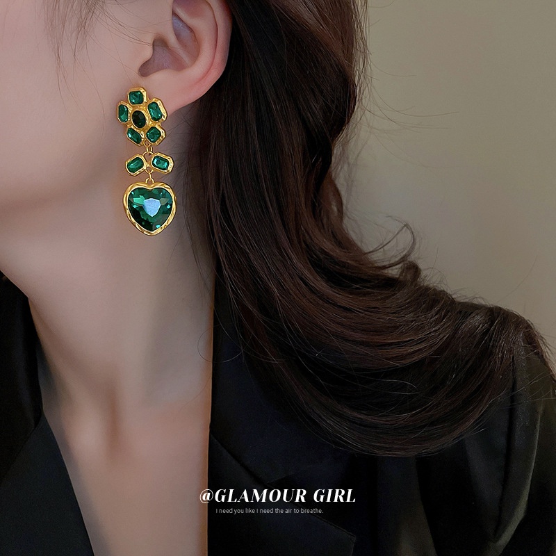 Anting Berlian Bentuk Hati Dan Bunga Gaya Korea