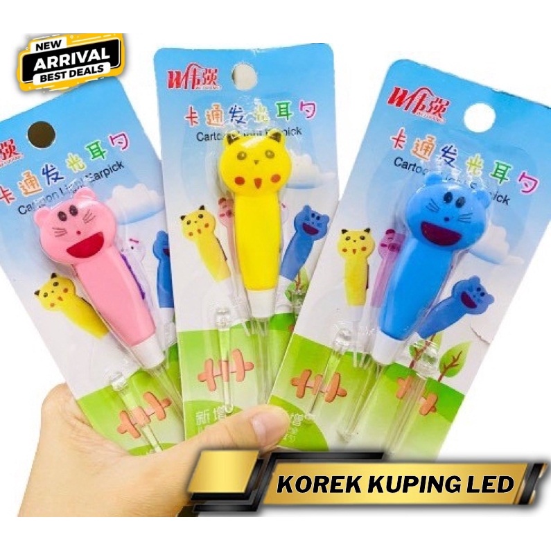 Korek Kuping Earpick LED Motif Cute Animal Cartoon