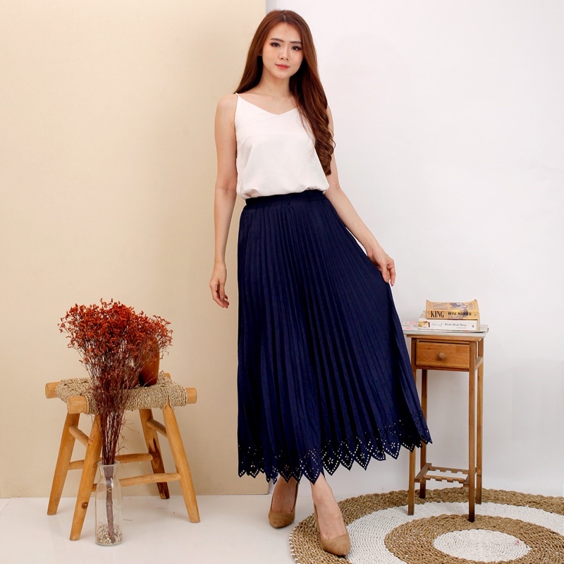 ROK LASER - PLISKET MAYUNG HYGET PON ZIGZAG POLOS MURAH GROSIR SUPPLIER ABG KARET MELAR REMPEL-NAVY