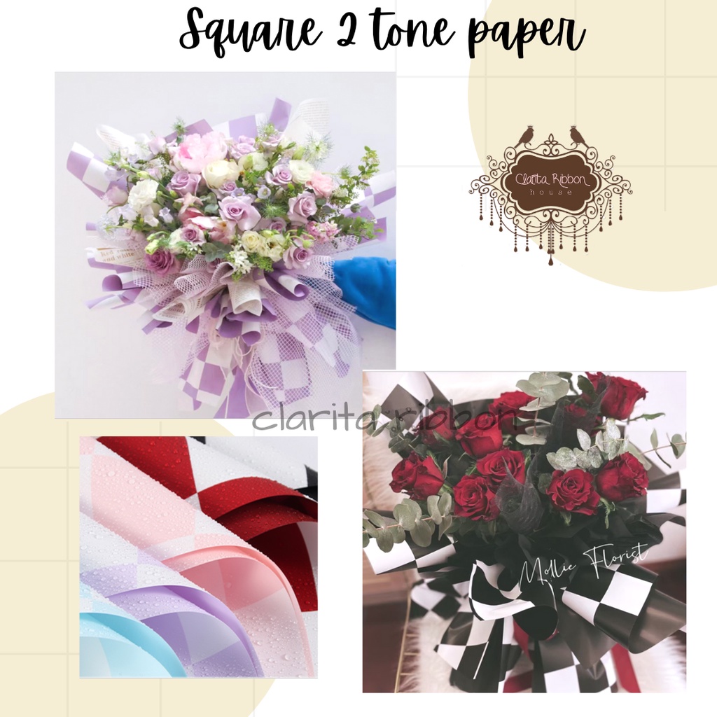 Kertas Buket square cellophane paper/ kertas buket bunga catur