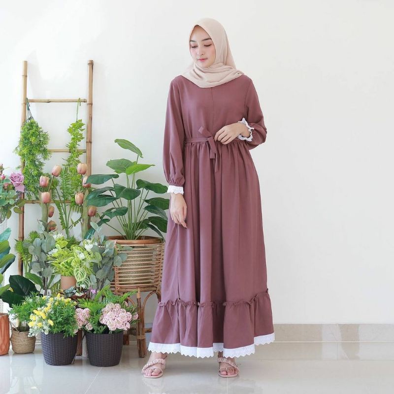Gamis Wanita Baju Gamis Remaja Aresa Dress Gamis Polos Atasan Wanita Terbaru 2022 Gamis Polos AL05