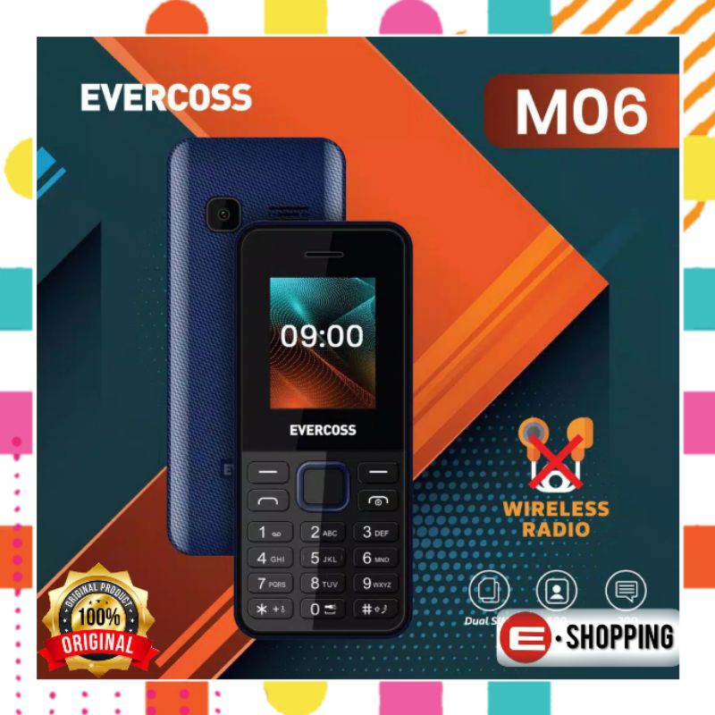 EVERCOSS M06 - Handphone Candybar - Dual SIM Card - HP Kamera - Bluetooth - Garansi Resmi