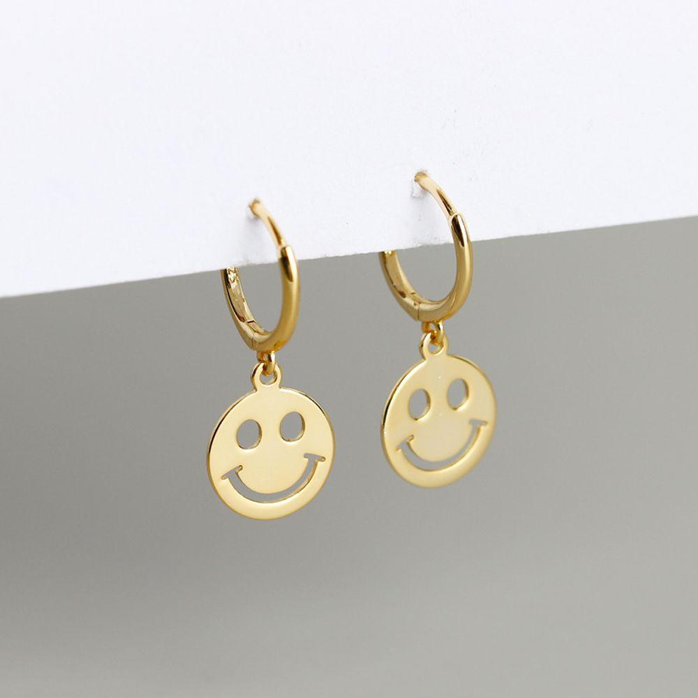 [Elegan] Anting Smiley Face Trendi Elegan Liontin Bahagia Gaya Korea Hoop Earerings Hoop Pesta Perhiasan