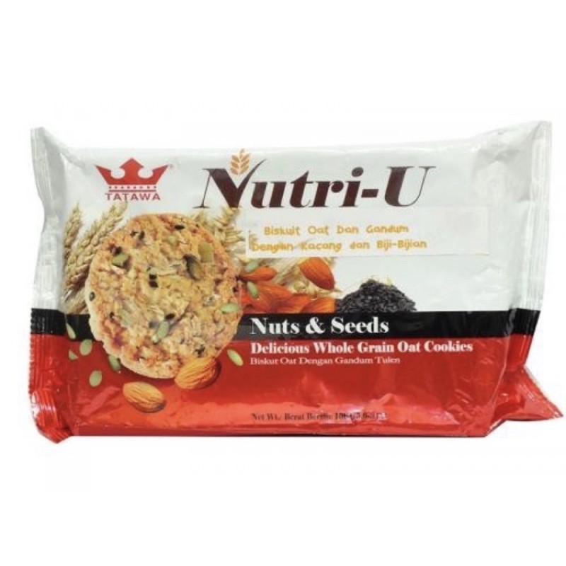 Biskuit Tatawa Nutri U Nuts &amp; Seeds Whole Grain Oat Cookies 160 Gram