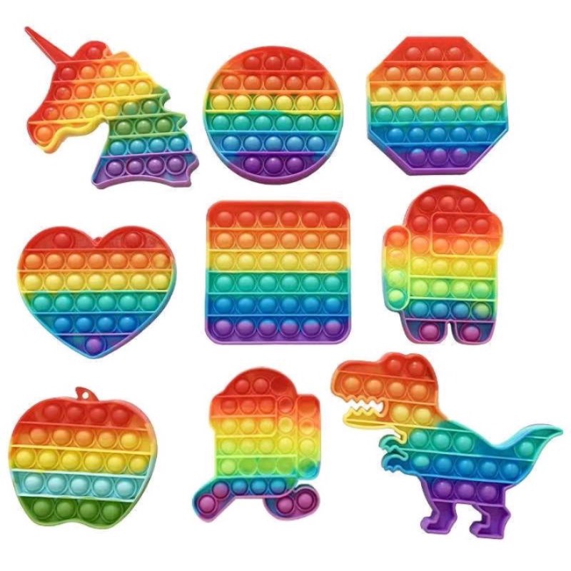 Pop It Rainbow Pop it Among Pop it Bulat Pop It Unicorn Mainan Anak edukasi Pop it Bulat Pop it persegi Mainan anak Pop it Dino mainan anak edukasi