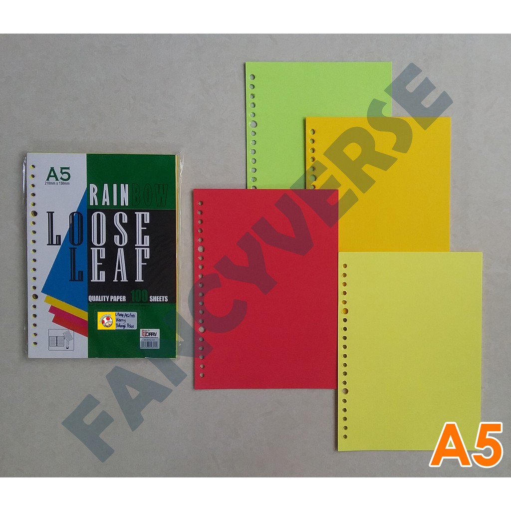 

Loose Leaf Binder A5 Isi 100 Lembar Warna Polos / Kertas Binder