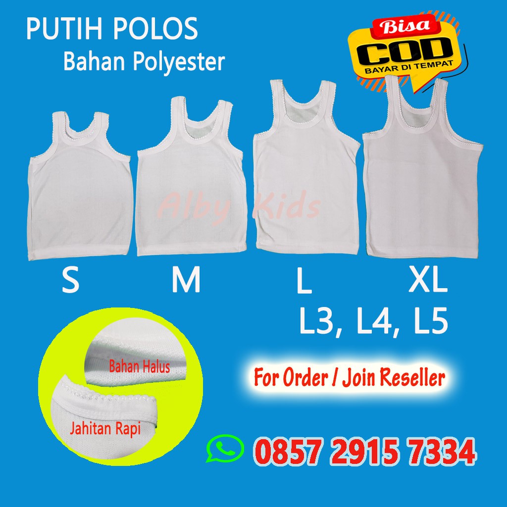 GROSIR Kaos Dalam Anak Putih Polos / LUSINAN