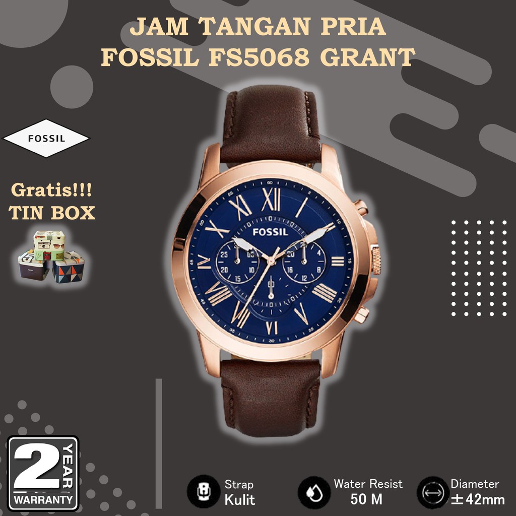 TERLARIS Jam Tangan Fossil FS5068 - Jam Tangan Pria Fossil Original - Fossil FS5068 Grant